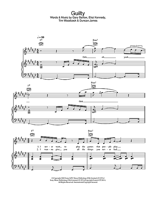 Preview Blue Guilty Pop sheet music, notes and chords for Piano, Vocal & Guitar, SKU: 25607 sheet music, piano notes, chords, guitar tabs, score, transpose, transcribe, how to play, guide, download, learn, tutorial, progression, song, artist, awards, billboard, mtv, vh1, tour, single, album, release