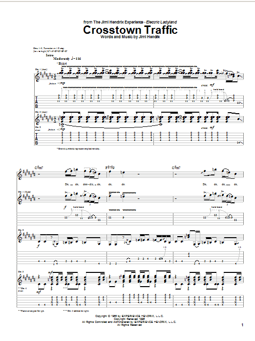 Preview Jimi Hendrix Crosstown Traffic Pop sheet music, notes and chords for Guitar Tab, SKU: 25612 sheet music, piano notes, chords, guitar tabs, score, transpose, transcribe, how to play, guide, download, learn, tutorial, progression, song, artist, awards, billboard, mtv, vh1, tour, single, album, release