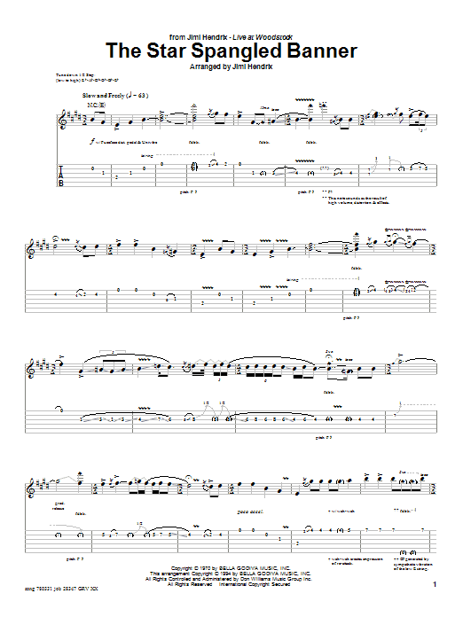Preview Jimi Hendrix The Star Spangled Banner (Instrumental) American sheet music, notes and chords for Guitar Tab, SKU: 25623 sheet music, piano notes, chords, guitar tabs, score, transpose, transcribe, how to play, guide, download, learn, tutorial, progression, song, artist, awards, billboard, mtv, vh1, tour, single, album, release