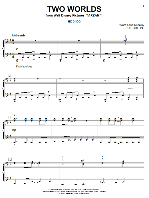 Preview Phil Collins Two Worlds Children sheet music, notes and chords for Piano Duet, SKU: 25655 sheet music, piano notes, chords, guitar tabs, score, transpose, transcribe, how to play, guide, download, learn, tutorial, progression, song, artist, awards, billboard, mtv, vh1, tour, single, album, release