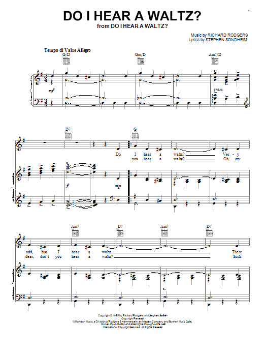 Preview Stephen Sondheim Do I Hear A Waltz? Jazz sheet music, notes and chords for Piano, Vocal & Guitar (Right-Hand Melody), SKU: 25676 sheet music, piano notes, chords, guitar tabs, score, transpose, transcribe, how to play, guide, download, learn, tutorial, progression, song, artist, awards, billboard, mtv, vh1, tour, single, album, release