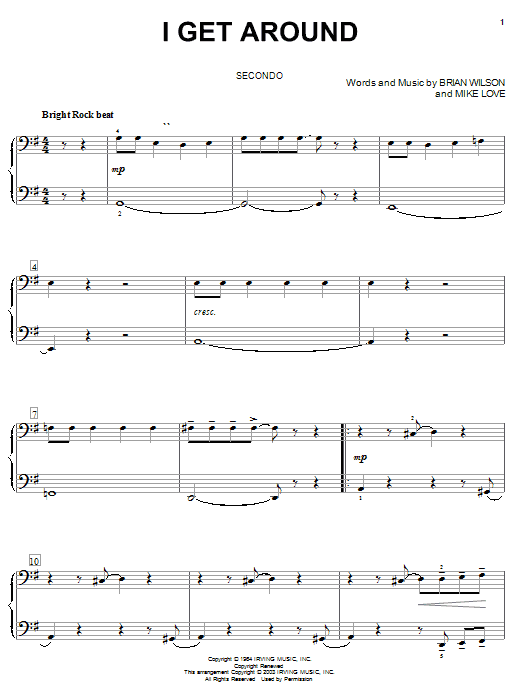 Preview The Beach Boys I Get Around Rock sheet music, notes and chords for Piano Duet, SKU: 25682 sheet music, piano notes, chords, guitar tabs, score, transpose, transcribe, how to play, guide, download, learn, tutorial, progression, song, artist, awards, billboard, mtv, vh1, tour, single, album, release