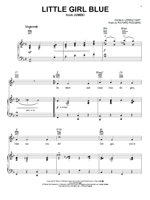 Preview Rodgers & Hart Little Girl Blue Musicals sheet music, notes and chords for Piano, Vocal & Guitar (Right-Hand Melody), SKU: 25705 sheet music, piano notes, chords, guitar tabs, score, transpose, transcribe, how to play, guide, download, learn, tutorial, progression, song, artist, awards, billboard, mtv, vh1, tour, single, album, release