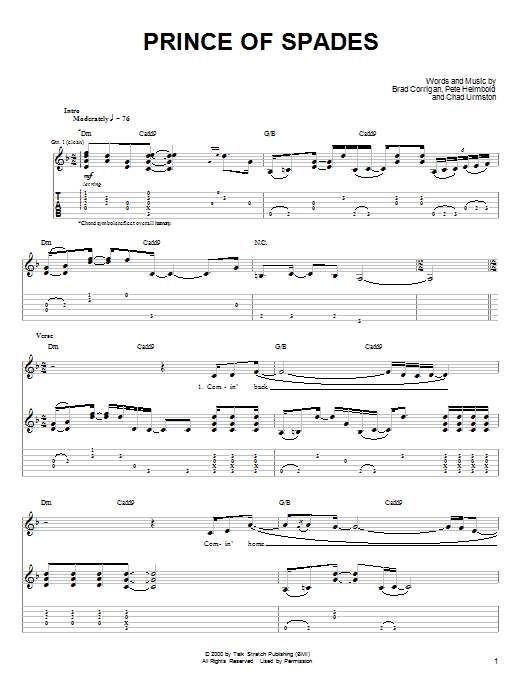 Preview Dispatch Prince Of Spades Rock sheet music, notes and chords for Guitar Tab, SKU: 25736 sheet music, piano notes, chords, guitar tabs, score, transpose, transcribe, how to play, guide, download, learn, tutorial, progression, song, artist, awards, billboard, mtv, vh1, tour, single, album, release