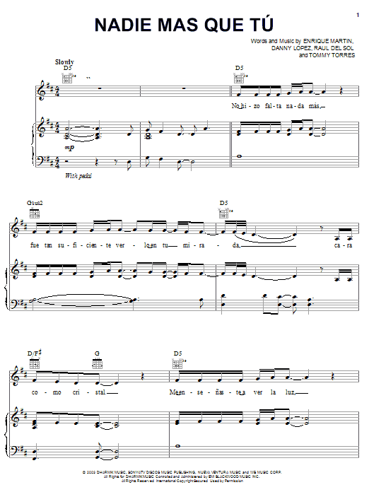 Preview Ricky Martin Nadie Mas Que Tu Pop sheet music, notes and chords for Piano, Vocal & Guitar (Right-Hand Melody), SKU: 25784 sheet music, piano notes, chords, guitar tabs, score, transpose, transcribe, how to play, guide, download, learn, tutorial, progression, song, artist, awards, billboard, mtv, vh1, tour, single, album, release
