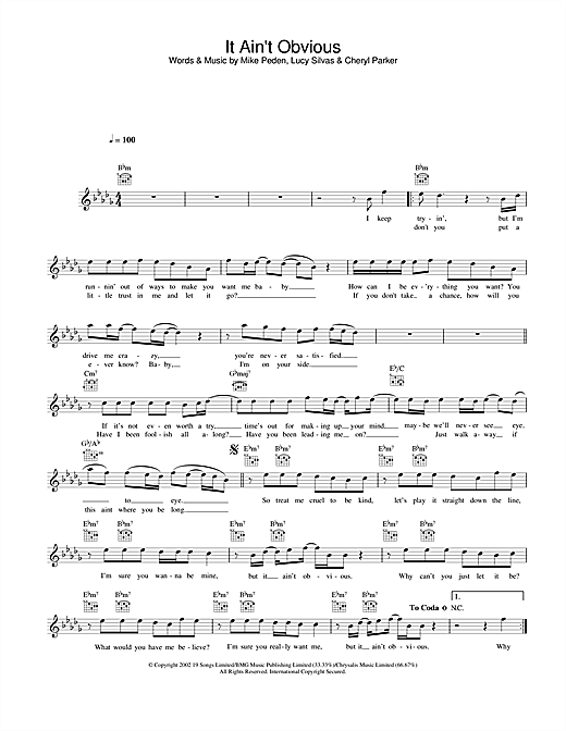 Preview Gareth Gates It Ain't Obvious Pop sheet music, notes and chords for Melody Line, Lyrics & Chords, SKU: 25811 sheet music, piano notes, chords, guitar tabs, score, transpose, transcribe, how to play, guide, download, learn, tutorial, progression, song, artist, awards, billboard, mtv, vh1, tour, single, album, release