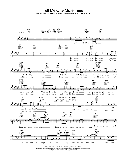 Preview Gareth Gates Tell Me One More Time Pop sheet music, notes and chords for Melody Line, Lyrics & Chords, SKU: 25812 sheet music, piano notes, chords, guitar tabs, score, transpose, transcribe, how to play, guide, download, learn, tutorial, progression, song, artist, awards, billboard, mtv, vh1, tour, single, album, release