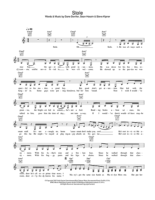 Preview Kelly Rowland Stole R & B sheet music, notes and chords for Melody Line, Lyrics & Chords, SKU: 25837 sheet music, piano notes, chords, guitar tabs, score, transpose, transcribe, how to play, guide, download, learn, tutorial, progression, song, artist, awards, billboard, mtv, vh1, tour, single, album, release
