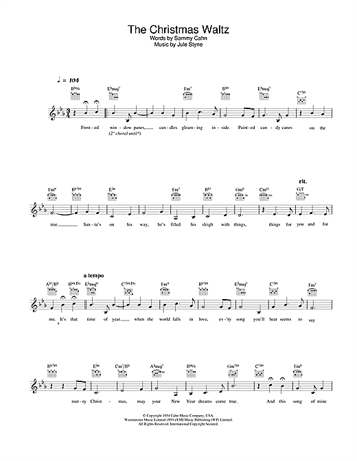 Preview Doris Day The Christmas Waltz Easy Listening sheet music, notes and chords for Melody Line, Lyrics & Chords, SKU: 25839 sheet music, piano notes, chords, guitar tabs, score, transpose, transcribe, how to play, guide, download, learn, tutorial, progression, song, artist, awards, billboard, mtv, vh1, tour, single, album, release
