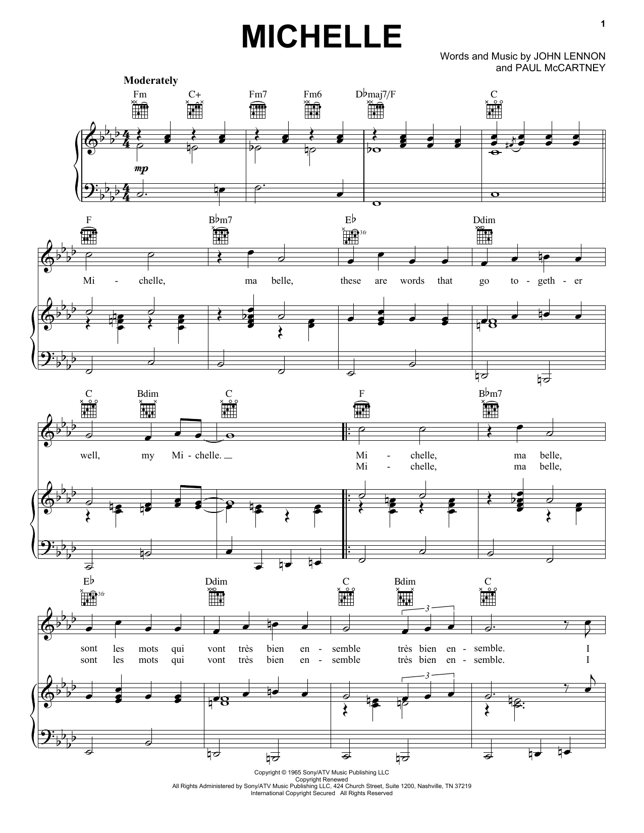 Preview The Beatles Michelle Pop sheet music, notes and chords for Piano, Vocal & Guitar (Right-Hand Melody), SKU: 25860 sheet music, piano notes, chords, guitar tabs, score, transpose, transcribe, how to play, guide, download, learn, tutorial, progression, song, artist, awards, billboard, mtv, vh1, tour, single, album, release