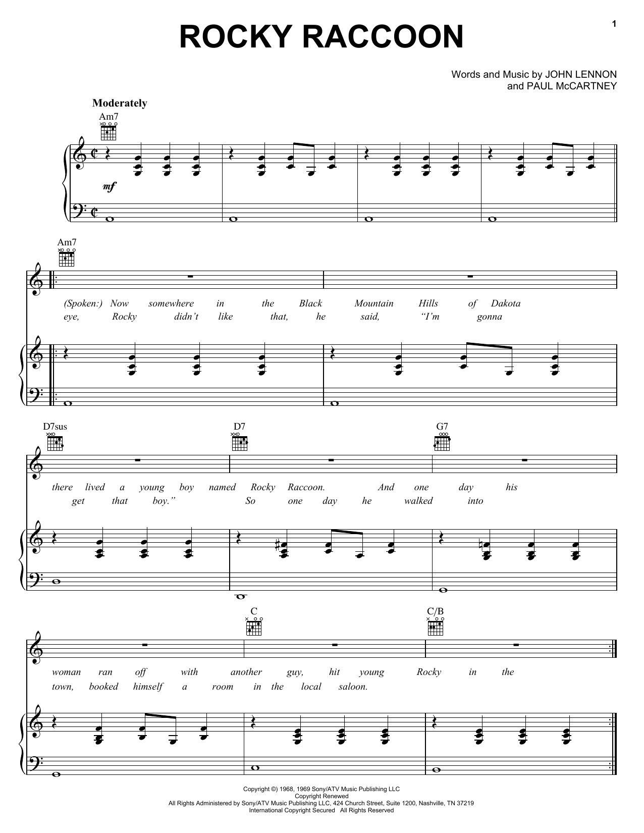 Preview The Beatles Rocky Raccoon Rock sheet music, notes and chords for Piano, Vocal & Guitar (Right-Hand Melody), SKU: 25864 sheet music, piano notes, chords, guitar tabs, score, transpose, transcribe, how to play, guide, download, learn, tutorial, progression, song, artist, awards, billboard, mtv, vh1, tour, single, album, release