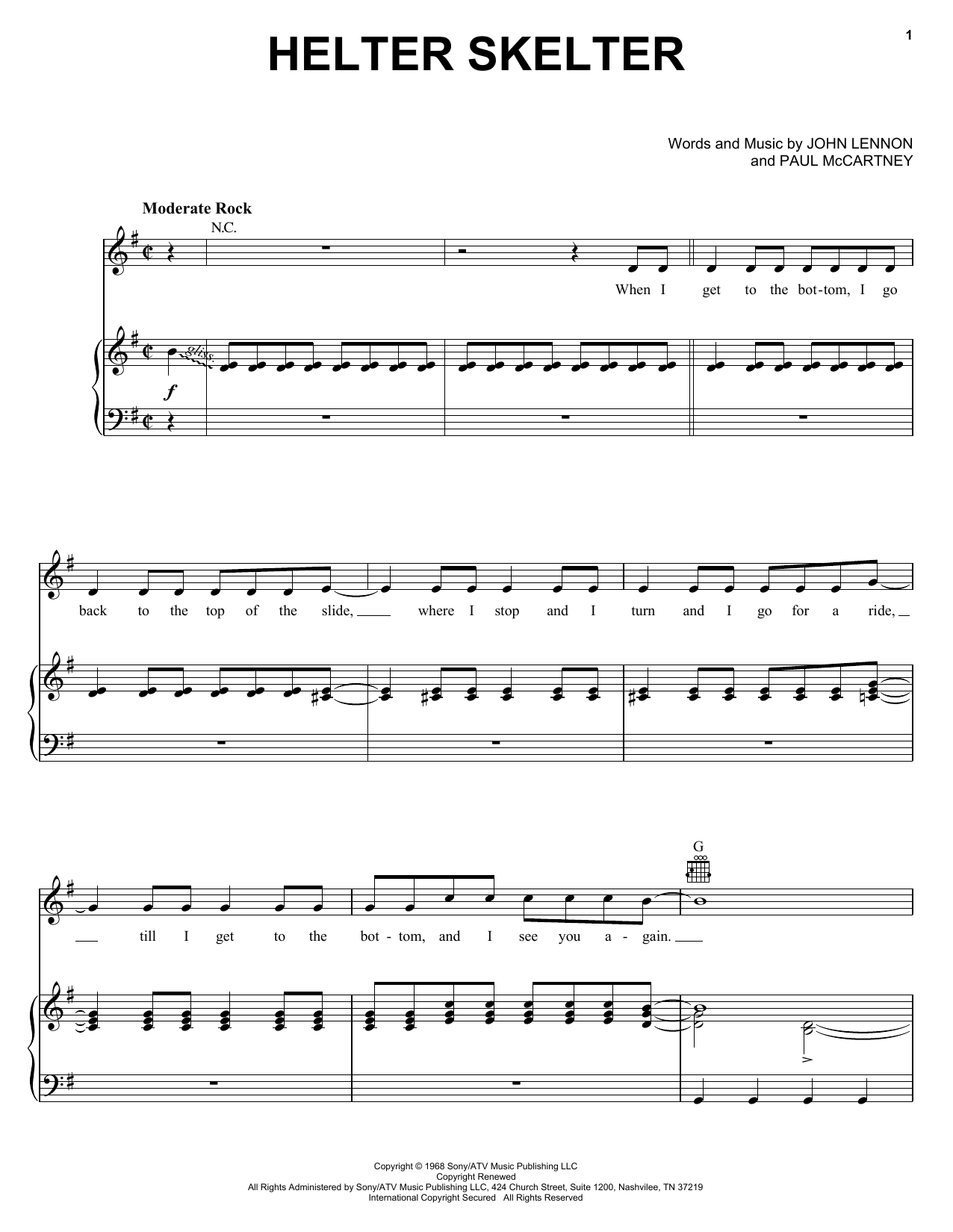 Preview The Beatles Helter Skelter Pop sheet music, notes and chords for Piano, Vocal & Guitar (Right-Hand Melody), SKU: 25877 sheet music, piano notes, chords, guitar tabs, score, transpose, transcribe, how to play, guide, download, learn, tutorial, progression, song, artist, awards, billboard, mtv, vh1, tour, single, album, release