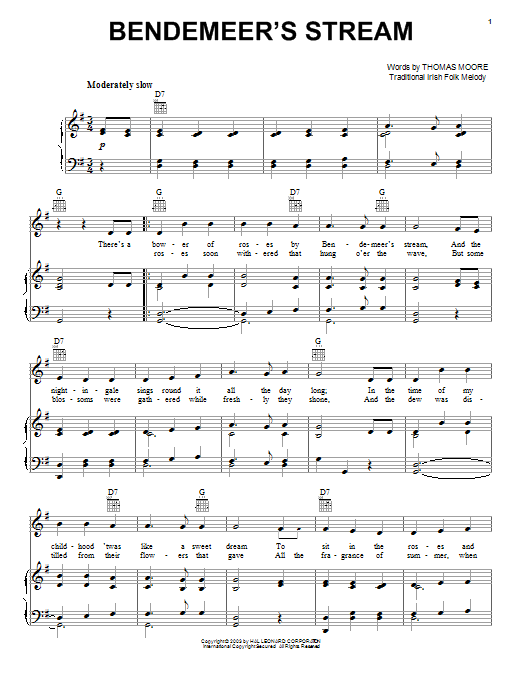 Preview Thomas Moore Bendemeer's Stream World sheet music, notes and chords for Piano, Vocal & Guitar (Right-Hand Melody), SKU: 25969 sheet music, piano notes, chords, guitar tabs, score, transpose, transcribe, how to play, guide, download, learn, tutorial, progression, song, artist, awards, billboard, mtv, vh1, tour, single, album, release
