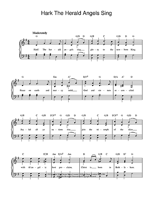 Preview Christmas Carol Hark! The Herald Angels Sing Christmas sheet music, notes and chords for Piano, SKU: 26014 sheet music, piano notes, chords, guitar tabs, score, transpose, transcribe, how to play, guide, download, learn, tutorial, progression, song, artist, awards, billboard, mtv, vh1, tour, single, album, release