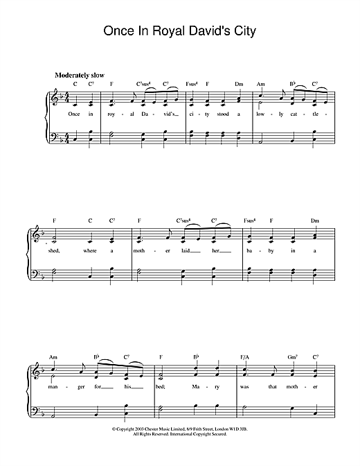 Preview Christmas Carol Once In Royal David's City Christmas sheet music, notes and chords for Easy Piano, SKU: 26027 sheet music, piano notes, chords, guitar tabs, score, transpose, transcribe, how to play, guide, download, learn, tutorial, progression, song, artist, awards, billboard, mtv, vh1, tour, single, album, release