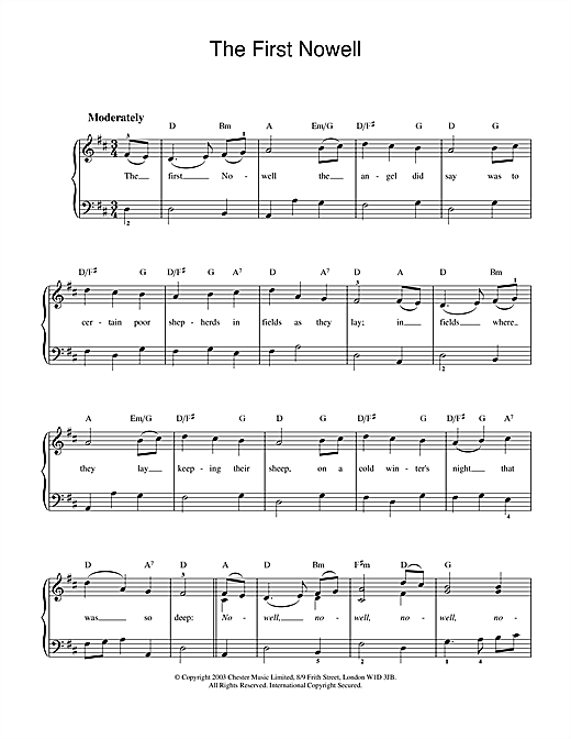 Preview Christmas Carol The First Nowell Christmas sheet music, notes and chords for Easy Piano, SKU: 26031 sheet music, piano notes, chords, guitar tabs, score, transpose, transcribe, how to play, guide, download, learn, tutorial, progression, song, artist, awards, billboard, mtv, vh1, tour, single, album, release