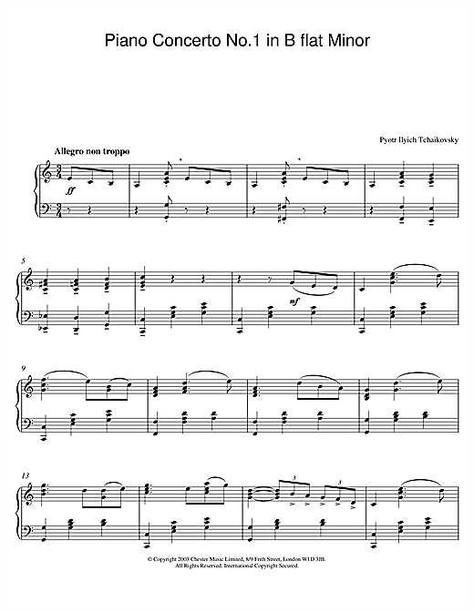 Preview Pyotr Ilyich Tchaikovsky Piano Concerto No.1 in B Flat Minor, Op.23 Classical sheet music, notes and chords for Piano, SKU: 26042 sheet music, piano notes, chords, guitar tabs, score, transpose, transcribe, how to play, guide, download, learn, tutorial, progression, song, artist, awards, billboard, mtv, vh1, tour, single, album, release