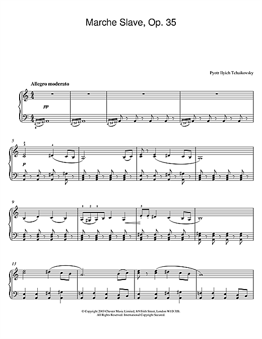 Preview Pyotr Ilyich Tchaikovsky Marche Slave, Op. 31 Classical sheet music, notes and chords for Piano, SKU: 26047 sheet music, piano notes, chords, guitar tabs, score, transpose, transcribe, how to play, guide, download, learn, tutorial, progression, song, artist, awards, billboard, mtv, vh1, tour, single, album, release