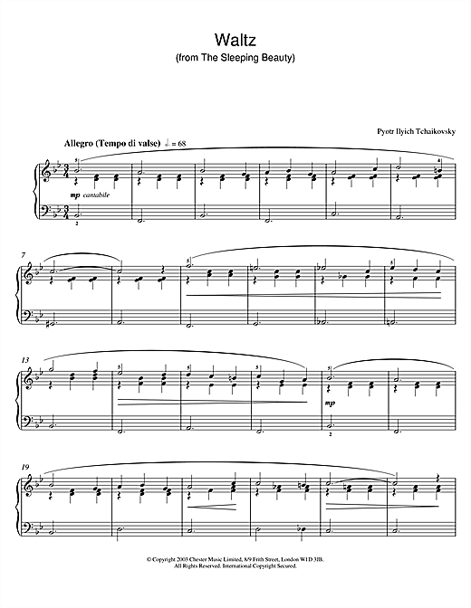 Preview Pyotr Ilyich Tchaikovsky Waltz (from The Sleeping Beauty) Classical sheet music, notes and chords for Piano, SKU: 26048 sheet music, piano notes, chords, guitar tabs, score, transpose, transcribe, how to play, guide, download, learn, tutorial, progression, song, artist, awards, billboard, mtv, vh1, tour, single, album, release