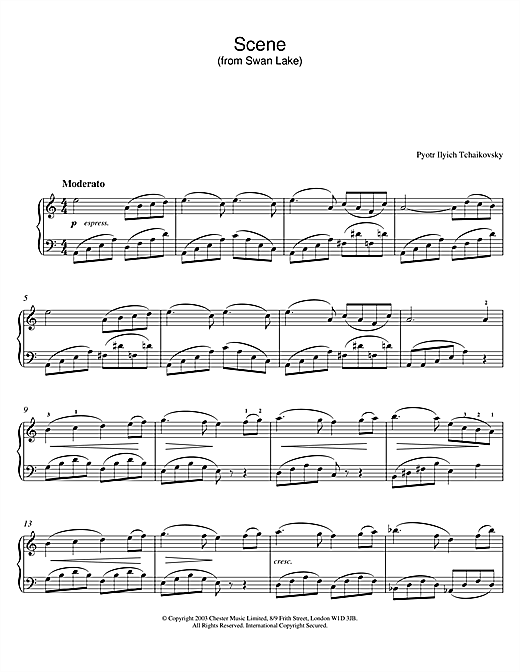 Preview Pyotr Ilyich Tchaikovsky Scene from Swan Lake Classical sheet music, notes and chords for Piano, SKU: 26052 sheet music, piano notes, chords, guitar tabs, score, transpose, transcribe, how to play, guide, download, learn, tutorial, progression, song, artist, awards, billboard, mtv, vh1, tour, single, album, release