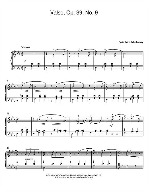Preview Pyotr Ilyich Tchaikovsky Valse, Op. 39, No. 9 (from Album For The Young) Classical sheet music, notes and chords for Piano, SKU: 26061 sheet music, piano notes, chords, guitar tabs, score, transpose, transcribe, how to play, guide, download, learn, tutorial, progression, song, artist, awards, billboard, mtv, vh1, tour, single, album, release