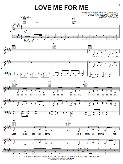 Preview ZOEgirl Love Me For Me Religious sheet music, notes and chords for Piano, Vocal & Guitar (Right-Hand Melody), SKU: 26103 sheet music, piano notes, chords, guitar tabs, score, transpose, transcribe, how to play, guide, download, learn, tutorial, progression, song, artist, awards, billboard, mtv, vh1, tour, single, album, release