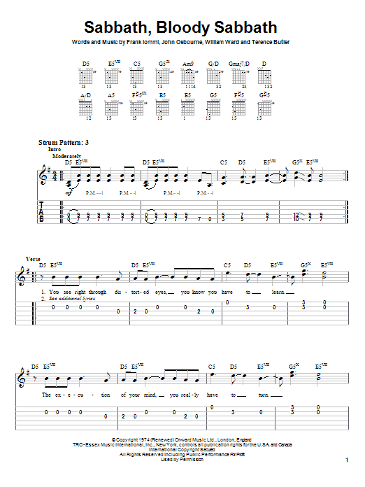 Preview Black Sabbath Sabbath, Bloody Sabbath Pop sheet music, notes and chords for Easy Guitar Tab, SKU: 26132 sheet music, piano notes, chords, guitar tabs, score, transpose, transcribe, how to play, guide, download, learn, tutorial, progression, song, artist, awards, billboard, mtv, vh1, tour, single, album, release