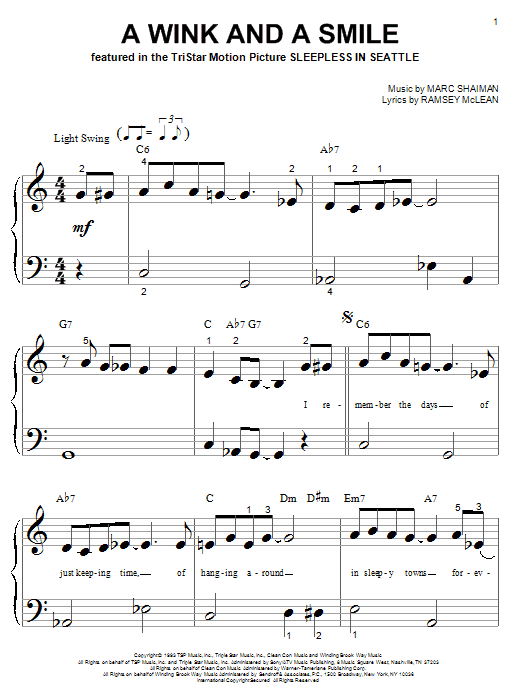 Preview Harry Connick, Jr. A Wink And A Smile Pop sheet music, notes and chords for Piano (Big Notes), SKU: 26152 sheet music, piano notes, chords, guitar tabs, score, transpose, transcribe, how to play, guide, download, learn, tutorial, progression, song, artist, awards, billboard, mtv, vh1, tour, single, album, release