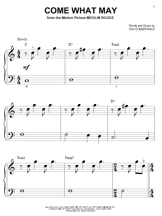 Preview Nicole Kidman and Ewan McGregor Come What May (from Moulin Rouge) Pop sheet music, notes and chords for Piano (Big Notes), SKU: 26154 sheet music, piano notes, chords, guitar tabs, score, transpose, transcribe, how to play, guide, download, learn, tutorial, progression, song, artist, awards, billboard, mtv, vh1, tour, single, album, release