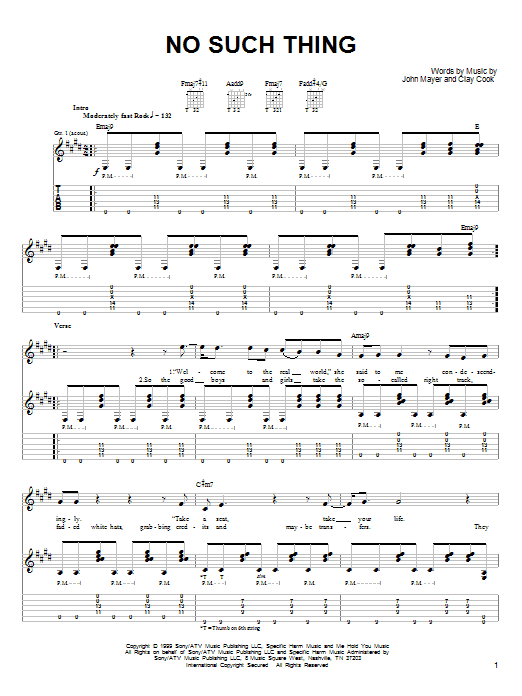 Preview John Mayer No Such Thing Rock sheet music, notes and chords for Easy Guitar, SKU: 26159 sheet music, piano notes, chords, guitar tabs, score, transpose, transcribe, how to play, guide, download, learn, tutorial, progression, song, artist, awards, billboard, mtv, vh1, tour, single, album, release