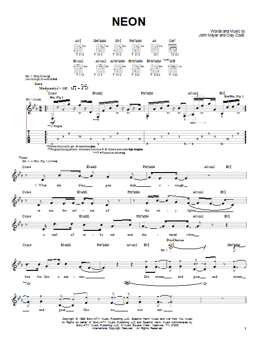 Preview John Mayer Neon Pop sheet music, notes and chords for Easy Guitar, SKU: 26160 sheet music, piano notes, chords, guitar tabs, score, transpose, transcribe, how to play, guide, download, learn, tutorial, progression, song, artist, awards, billboard, mtv, vh1, tour, single, album, release