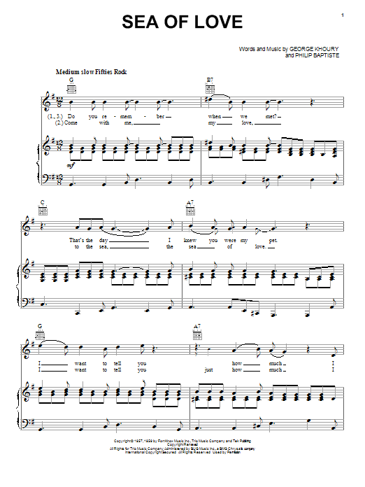 Preview Phil Phillips Sea Of Love Folk sheet music, notes and chords for Piano, Vocal & Guitar (Right-Hand Melody), SKU: 26198 sheet music, piano notes, chords, guitar tabs, score, transpose, transcribe, how to play, guide, download, learn, tutorial, progression, song, artist, awards, billboard, mtv, vh1, tour, single, album, release