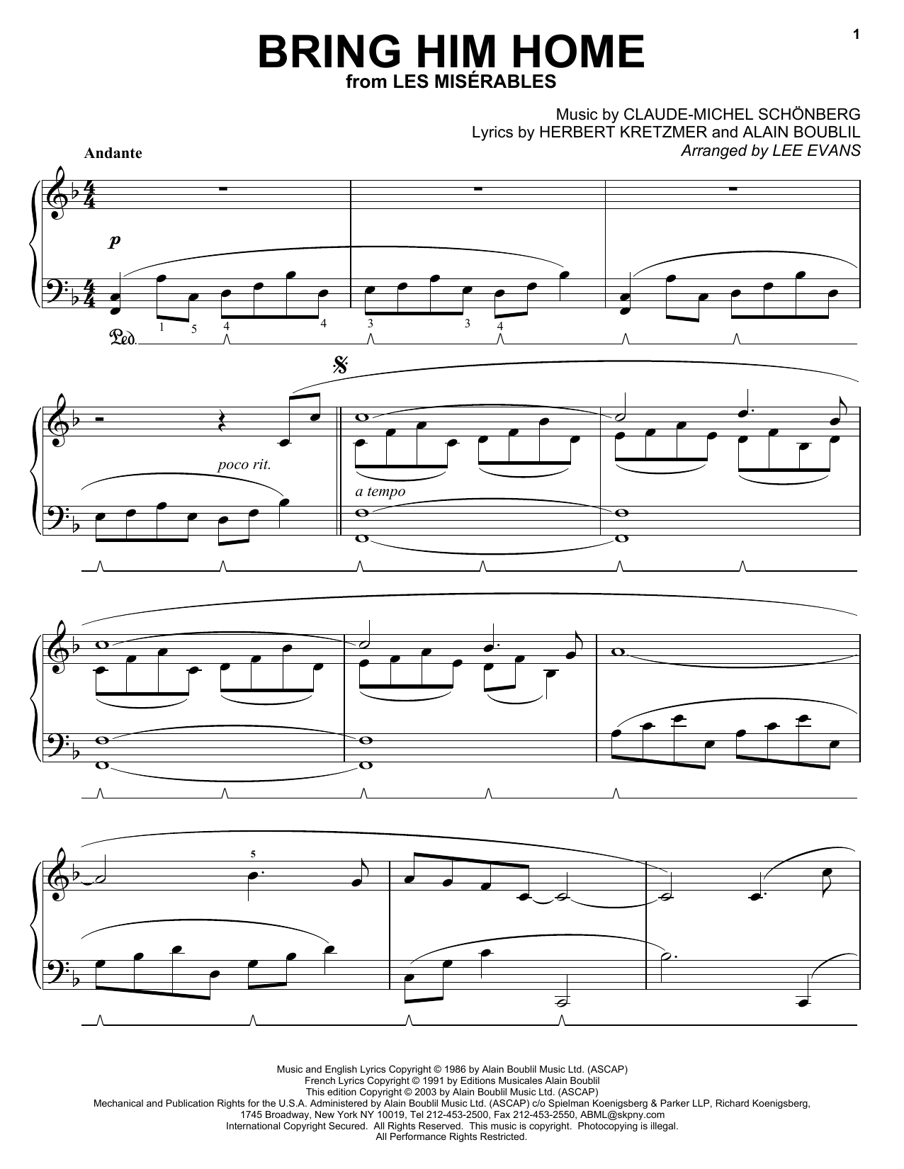 Preview Alain Boublil Bring Him Home Broadway sheet music, notes and chords for Piano, SKU: 26211 sheet music, piano notes, chords, guitar tabs, score, transpose, transcribe, how to play, guide, download, learn, tutorial, progression, song, artist, awards, billboard, mtv, vh1, tour, single, album, release