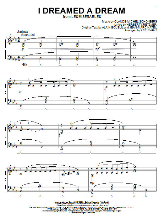 Preview Claude-Michel Schonberg I Dreamed A Dream Broadway sheet music, notes and chords for Piano, SKU: 26214 sheet music, piano notes, chords, guitar tabs, score, transpose, transcribe, how to play, guide, download, learn, tutorial, progression, song, artist, awards, billboard, mtv, vh1, tour, single, album, release