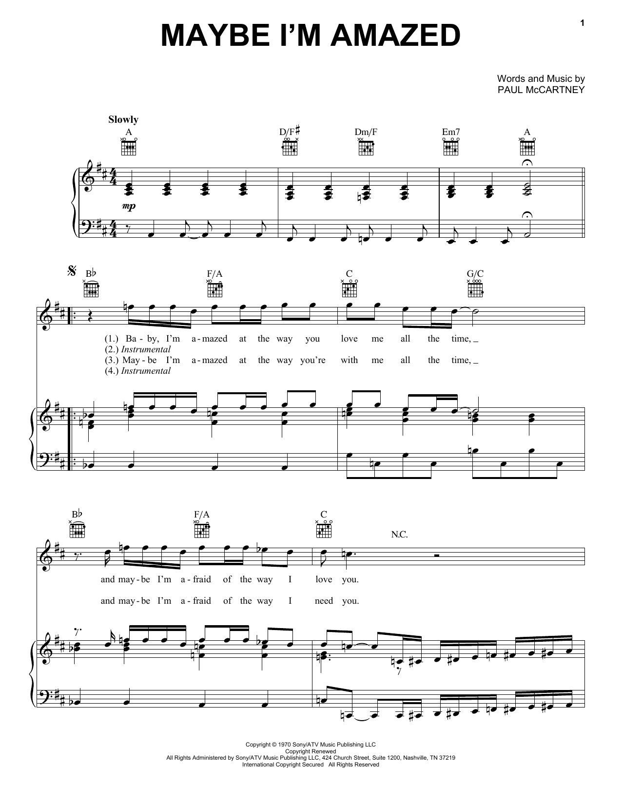 Preview Paul McCartney Maybe I'm Amazed Pop sheet music, notes and chords for Piano, Vocal & Guitar (Right-Hand Melody), SKU: 26234 sheet music, piano notes, chords, guitar tabs, score, transpose, transcribe, how to play, guide, download, learn, tutorial, progression, song, artist, awards, billboard, mtv, vh1, tour, single, album, release