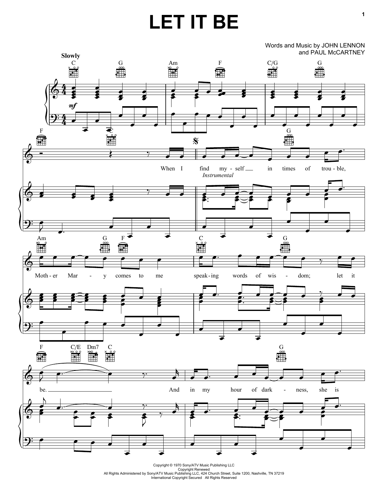 Preview The Beatles Let It Be Film and TV sheet music, notes and chords for Piano, Vocal & Guitar (Right-Hand Melody), SKU: 26238 sheet music, piano notes, chords, guitar tabs, score, transpose, transcribe, how to play, guide, download, learn, tutorial, progression, song, artist, awards, billboard, mtv, vh1, tour, single, album, release