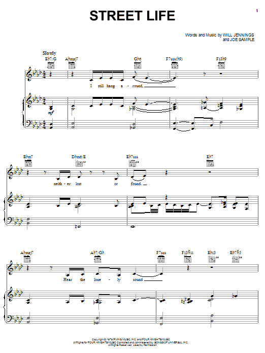 Preview The Crusaders Street Life Jazz sheet music, notes and chords for Piano, Vocal & Guitar (Right-Hand Melody), SKU: 26244 sheet music, piano notes, chords, guitar tabs, score, transpose, transcribe, how to play, guide, download, learn, tutorial, progression, song, artist, awards, billboard, mtv, vh1, tour, single, album, release