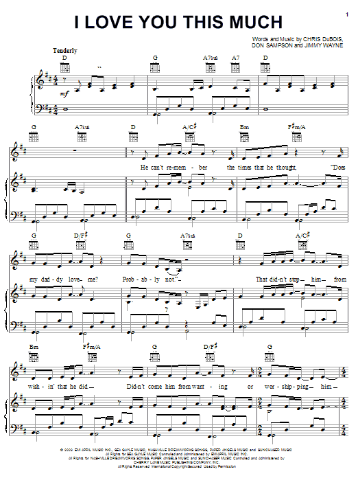 Preview Jimmy Wayne I Love You This Much Country sheet music, notes and chords for Piano, Vocal & Guitar (Right-Hand Melody), SKU: 26290 sheet music, piano notes, chords, guitar tabs, score, transpose, transcribe, how to play, guide, download, learn, tutorial, progression, song, artist, awards, billboard, mtv, vh1, tour, single, album, release