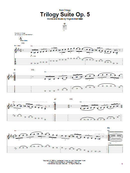 Preview Yngwie Malmsteen Trilogy Suite Op. 5 Metal sheet music, notes and chords for Guitar Tab, SKU: 26330 sheet music, piano notes, chords, guitar tabs, score, transpose, transcribe, how to play, guide, download, learn, tutorial, progression, song, artist, awards, billboard, mtv, vh1, tour, single, album, release