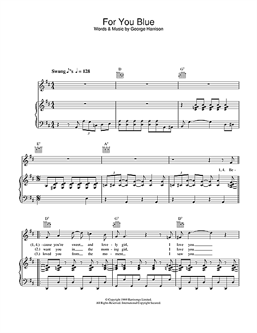 Preview The Beatles For You Blue Rock sheet music, notes and chords for Piano, Vocal & Guitar, SKU: 26360 sheet music, piano notes, chords, guitar tabs, score, transpose, transcribe, how to play, guide, download, learn, tutorial, progression, song, artist, awards, billboard, mtv, vh1, tour, single, album, release