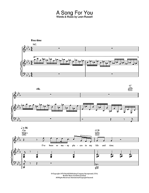 Preview Ray Charles A Song For You Soul sheet music, notes and chords for Piano, Vocal & Guitar, SKU: 26388 sheet music, piano notes, chords, guitar tabs, score, transpose, transcribe, how to play, guide, download, learn, tutorial, progression, song, artist, awards, billboard, mtv, vh1, tour, single, album, release