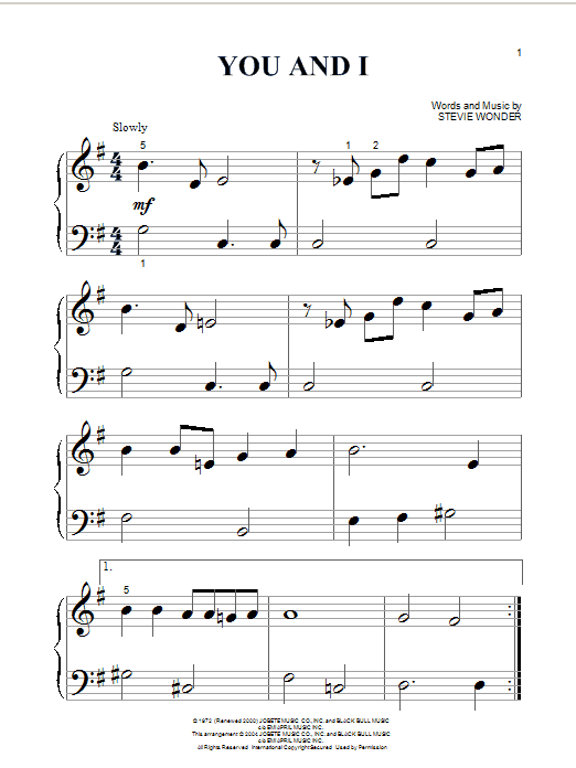 Preview Stevie Wonder You And I Pop sheet music, notes and chords for Piano (Big Notes), SKU: 26413 sheet music, piano notes, chords, guitar tabs, score, transpose, transcribe, how to play, guide, download, learn, tutorial, progression, song, artist, awards, billboard, mtv, vh1, tour, single, album, release