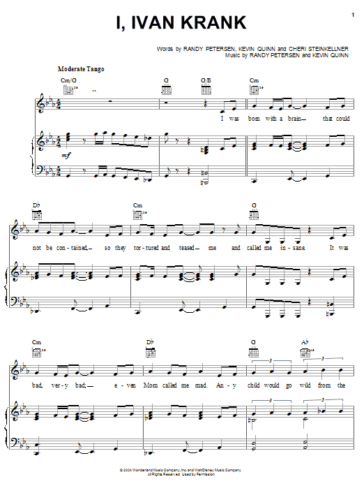 Preview Randy Petersen I, Ivan Krank (from Disney's Teacher's Pet) Film and TV sheet music, notes and chords for Piano, Vocal & Guitar (Right-Hand Melody), SKU: 26438 sheet music, piano notes, chords, guitar tabs, score, transpose, transcribe, how to play, guide, download, learn, tutorial, progression, song, artist, awards, billboard, mtv, vh1, tour, single, album, release