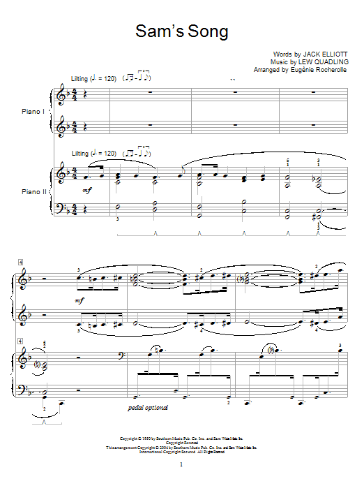 Preview Bing Crosby Sam's Song Jazz sheet music, notes and chords for Piano Duet, SKU: 26449 sheet music, piano notes, chords, guitar tabs, score, transpose, transcribe, how to play, guide, download, learn, tutorial, progression, song, artist, awards, billboard, mtv, vh1, tour, single, album, release