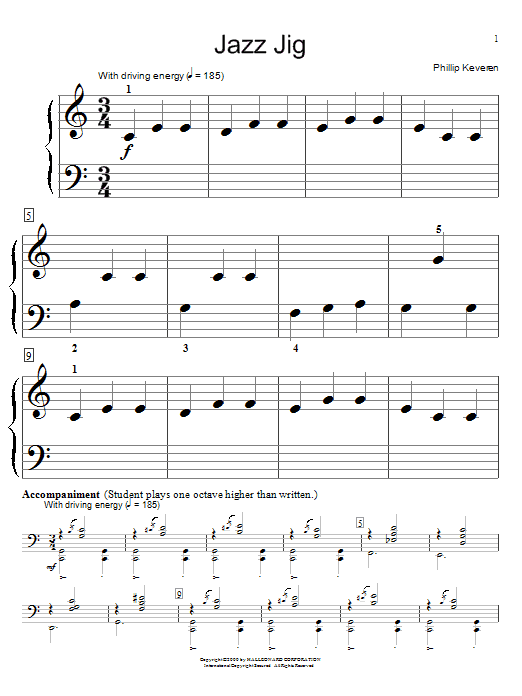Preview Phillip Keveren Jazz Jig Jazz sheet music, notes and chords for Educational Piano, SKU: 26462 sheet music, piano notes, chords, guitar tabs, score, transpose, transcribe, how to play, guide, download, learn, tutorial, progression, song, artist, awards, billboard, mtv, vh1, tour, single, album, release