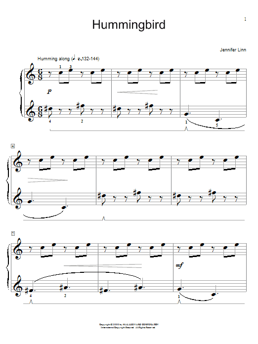 Preview Jennifer Linn Hummingbird Children sheet music, notes and chords for Educational Piano, SKU: 26464 sheet music, piano notes, chords, guitar tabs, score, transpose, transcribe, how to play, guide, download, learn, tutorial, progression, song, artist, awards, billboard, mtv, vh1, tour, single, album, release