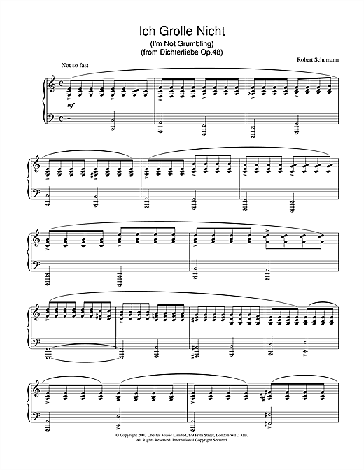 Preview Robert Schumann Ich Grolle Nicht Classical sheet music, notes and chords for Piano, SKU: 26479 sheet music, piano notes, chords, guitar tabs, score, transpose, transcribe, how to play, guide, download, learn, tutorial, progression, song, artist, awards, billboard, mtv, vh1, tour, single, album, release