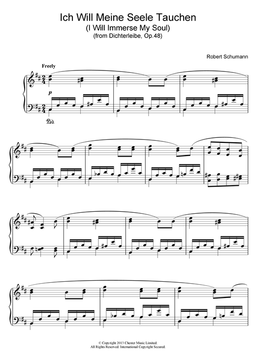 Preview Robert Schumann Ich will meine Seele tauchen Classical sheet music, notes and chords for Piano, SKU: 26483 sheet music, piano notes, chords, guitar tabs, score, transpose, transcribe, how to play, guide, download, learn, tutorial, progression, song, artist, awards, billboard, mtv, vh1, tour, single, album, release