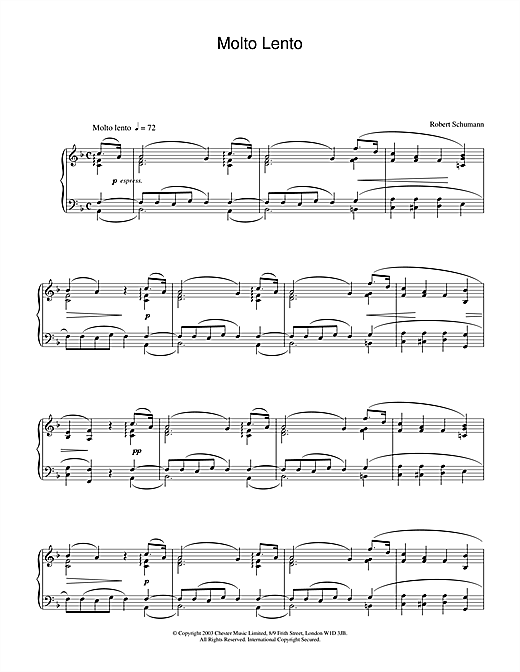 Preview Robert Schumann Molto Lento Classical sheet music, notes and chords for Piano, SKU: 26484 sheet music, piano notes, chords, guitar tabs, score, transpose, transcribe, how to play, guide, download, learn, tutorial, progression, song, artist, awards, billboard, mtv, vh1, tour, single, album, release