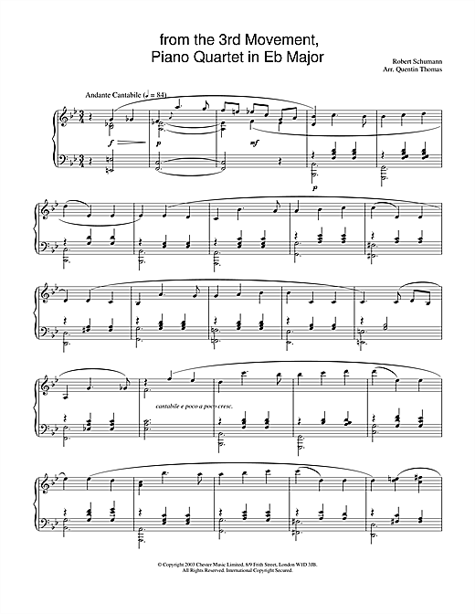 Preview Robert Schumann from the 3rd Movement, Piano Quartet in E Flat Major Classical sheet music, notes and chords for Piano, SKU: 26490 sheet music, piano notes, chords, guitar tabs, score, transpose, transcribe, how to play, guide, download, learn, tutorial, progression, song, artist, awards, billboard, mtv, vh1, tour, single, album, release